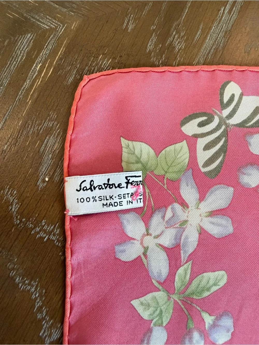 Salvatore Ferragamo Silk Scarf Hand Rolled Made in Italy
